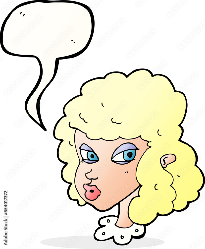 cartoon suspicious woman with speech bubble cartoon suspicious woman with speech bubble