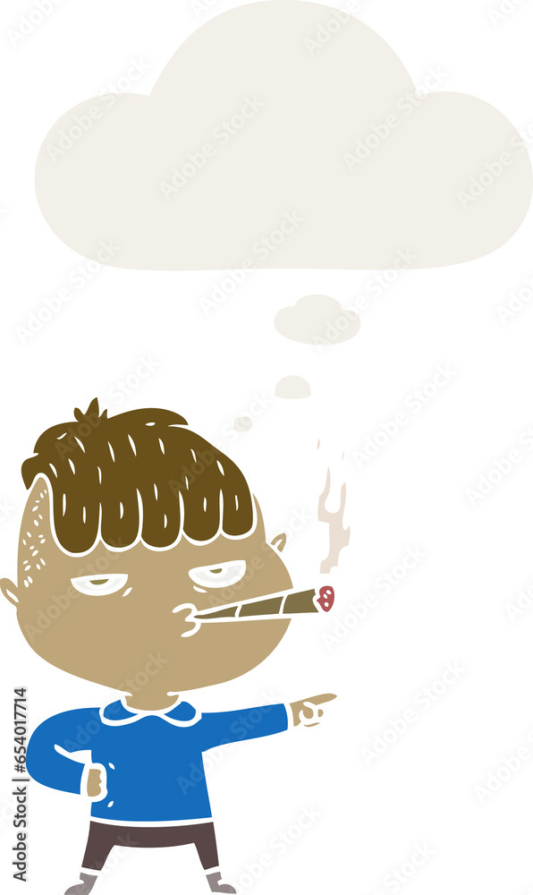 cartoon man smoking with thought bubble in retro style cartoon man smoking with thought bubble in retro style