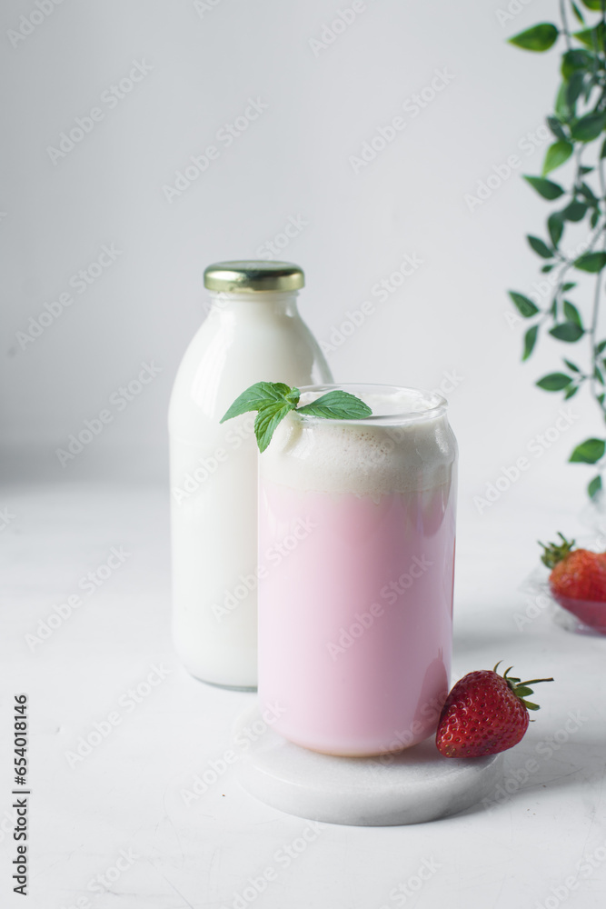 Pink latte with whipped cream in a can shaped glass, strawberry raspberry latte in a glass shaped like a can, Aesthetic cafe pink latte in a can glass Pink latte with whipped cream in a can shaped glass, strawberry raspberry latte in a glass shaped like a can, Aesthetic cafe pink latte in a can glass