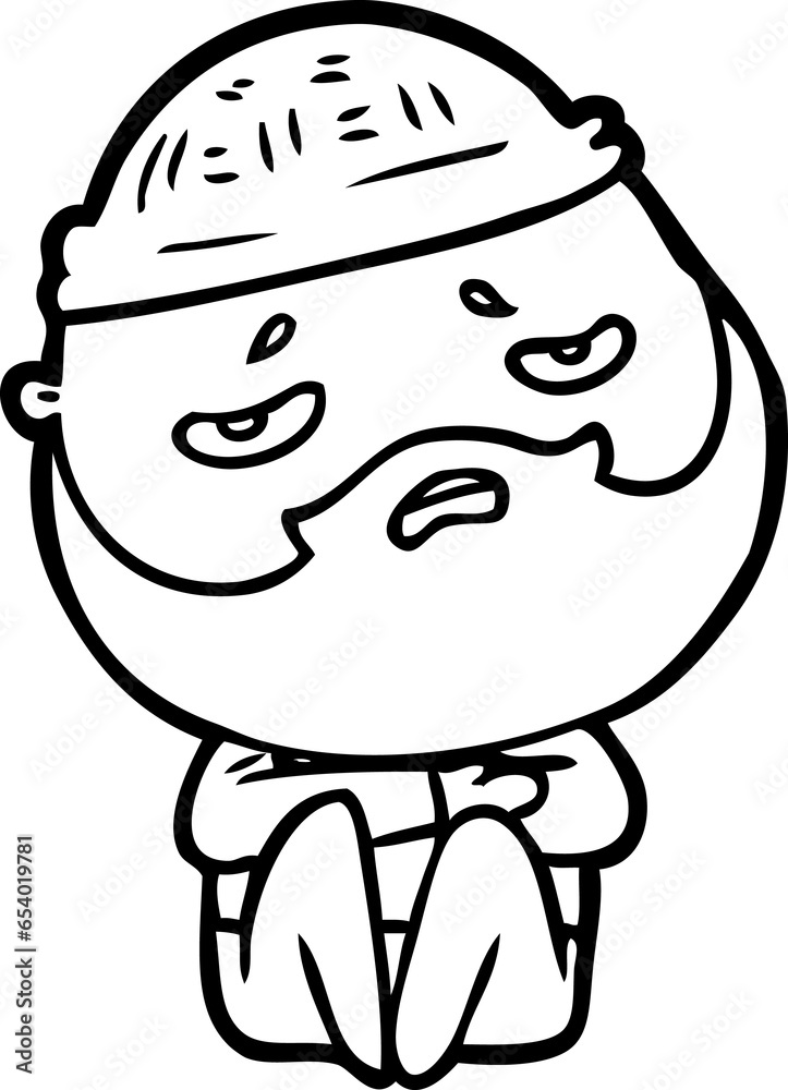 cartoon worried man with beard