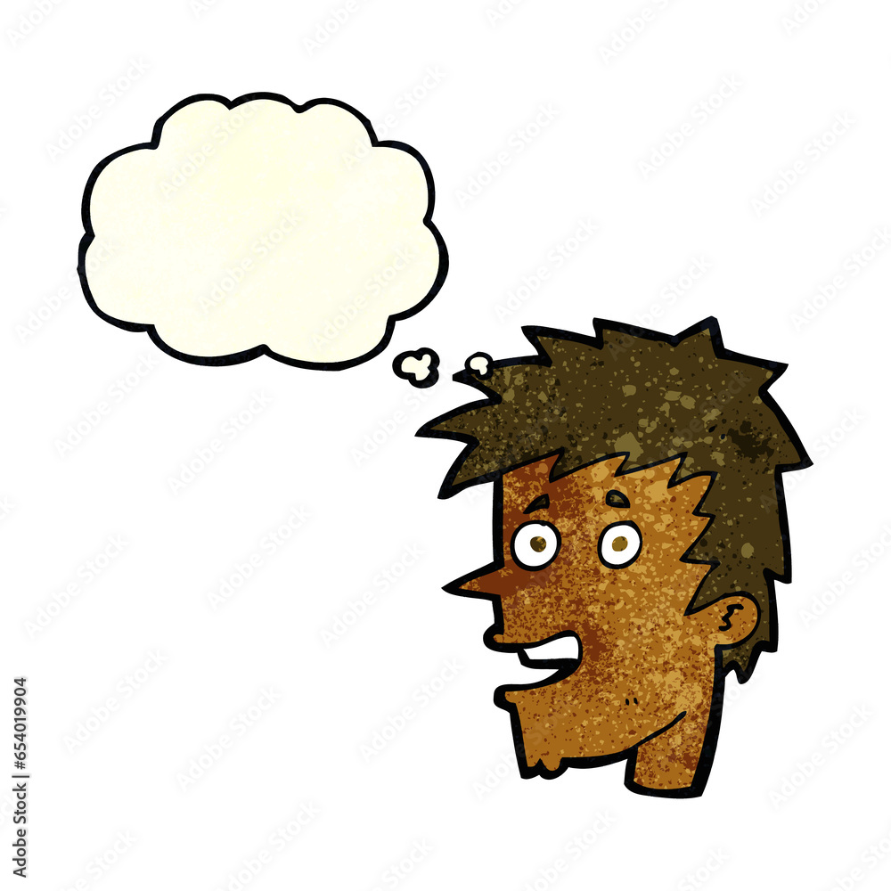 cartoon happy boy face with thought bubble cartoon happy boy face with thought bubble