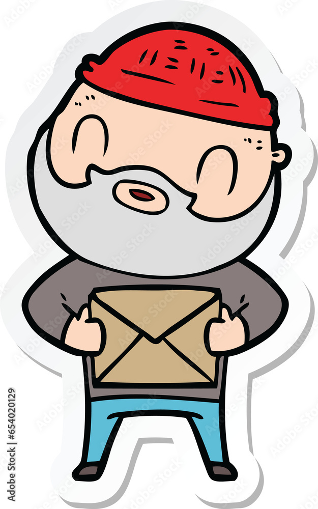 sticker of a cartoon bearded man sticker of a cartoon bearded man