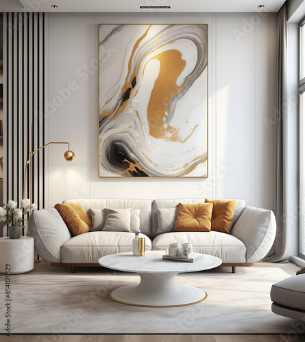 modern living room ideas with marble wall art