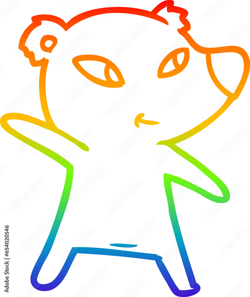 rainbow gradient line drawing of a cute cartoon bear rainbow gradient line drawing of a cute cartoon bear