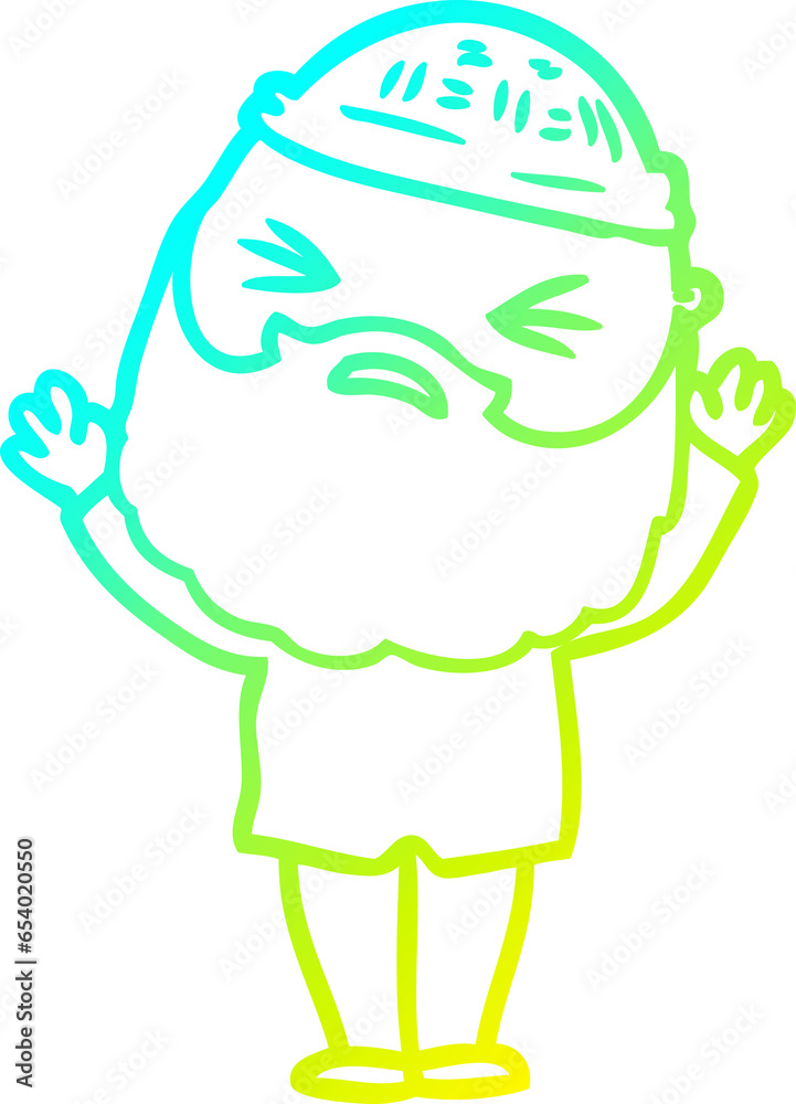 Obraz premium cold gradient line drawing of a cartoon man with beard