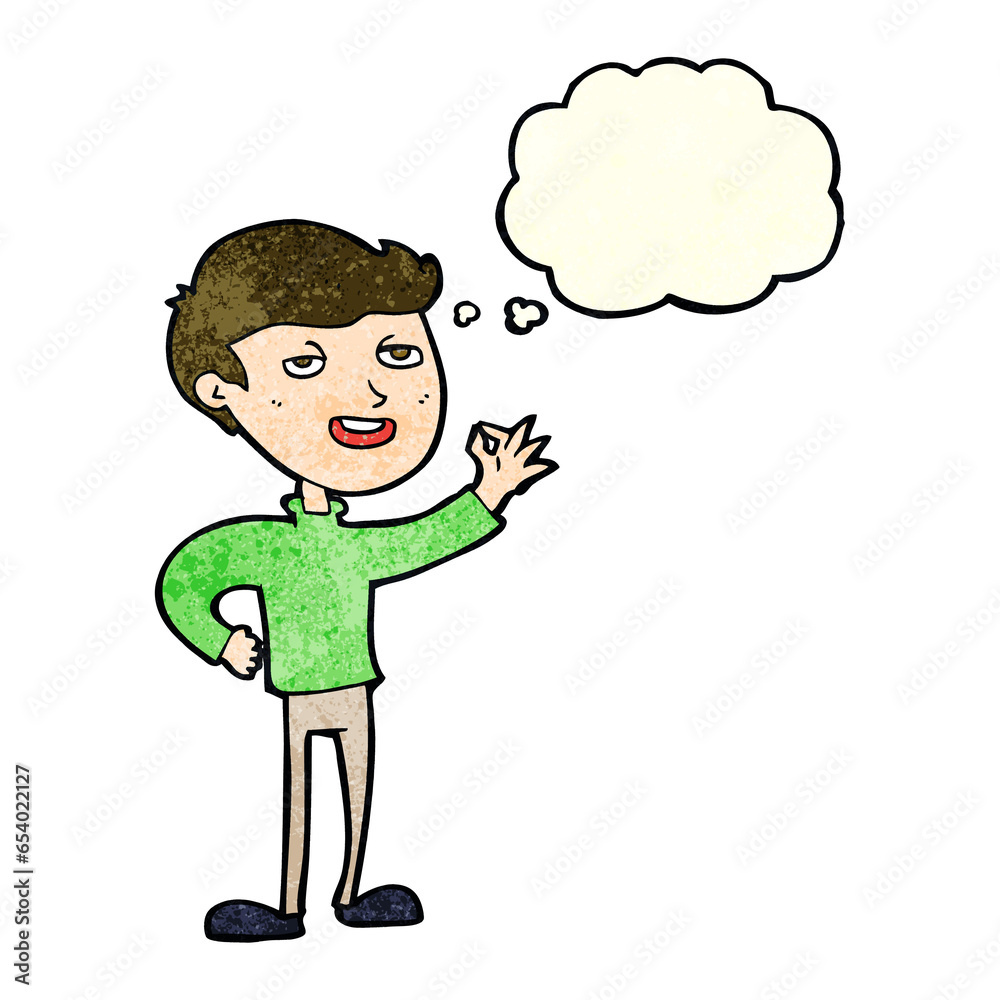 cartoon man making excellent gesture with thought bubble cartoon man making excellent gesture with thought bubble