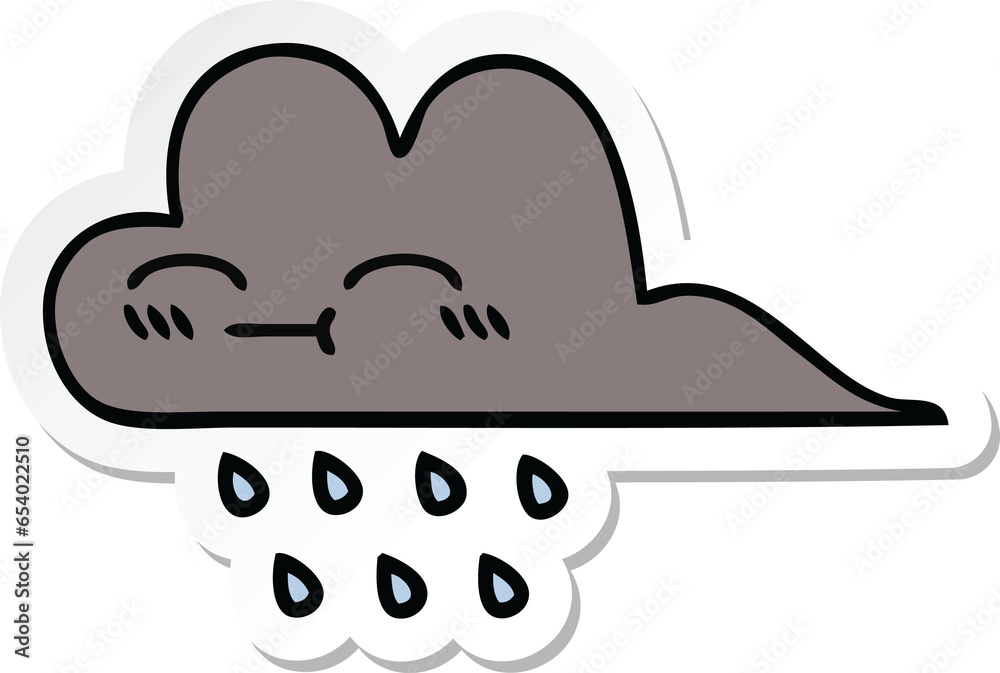 sticker of a cute cartoon storm rain cloud sticker of a cute cartoon storm rain cloud