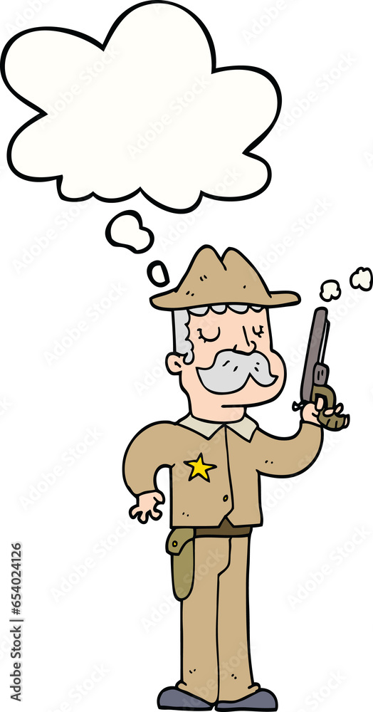 cartoon sheriff with thought bubble cartoon sheriff with thought bubble