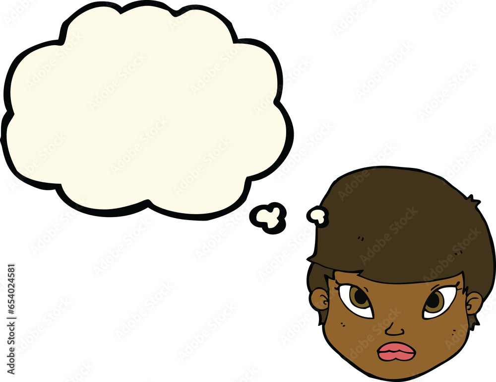cartoon serious face with thought bubble cartoon serious face with thought bubble