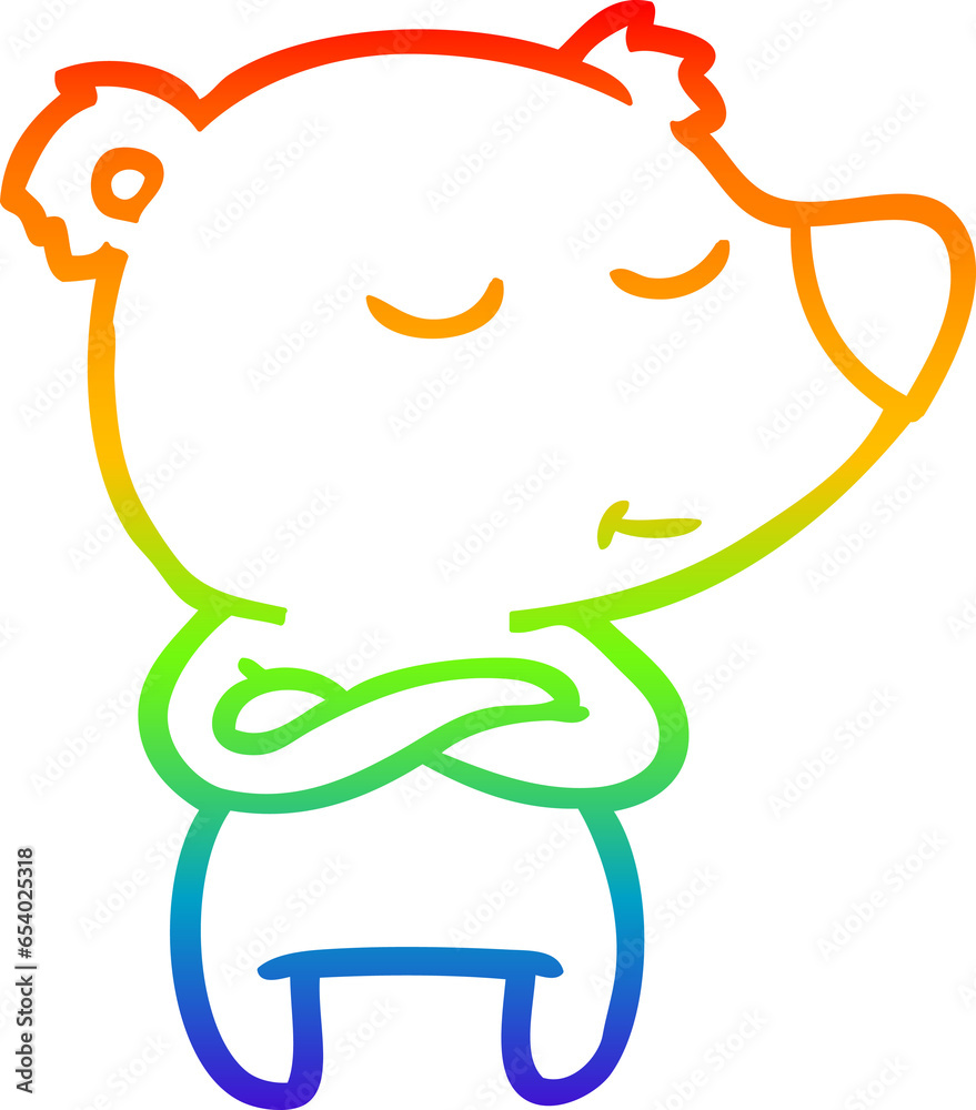 rainbow gradient line drawing of a happy cartoon bear rainbow gradient line drawing of a happy cartoon bear