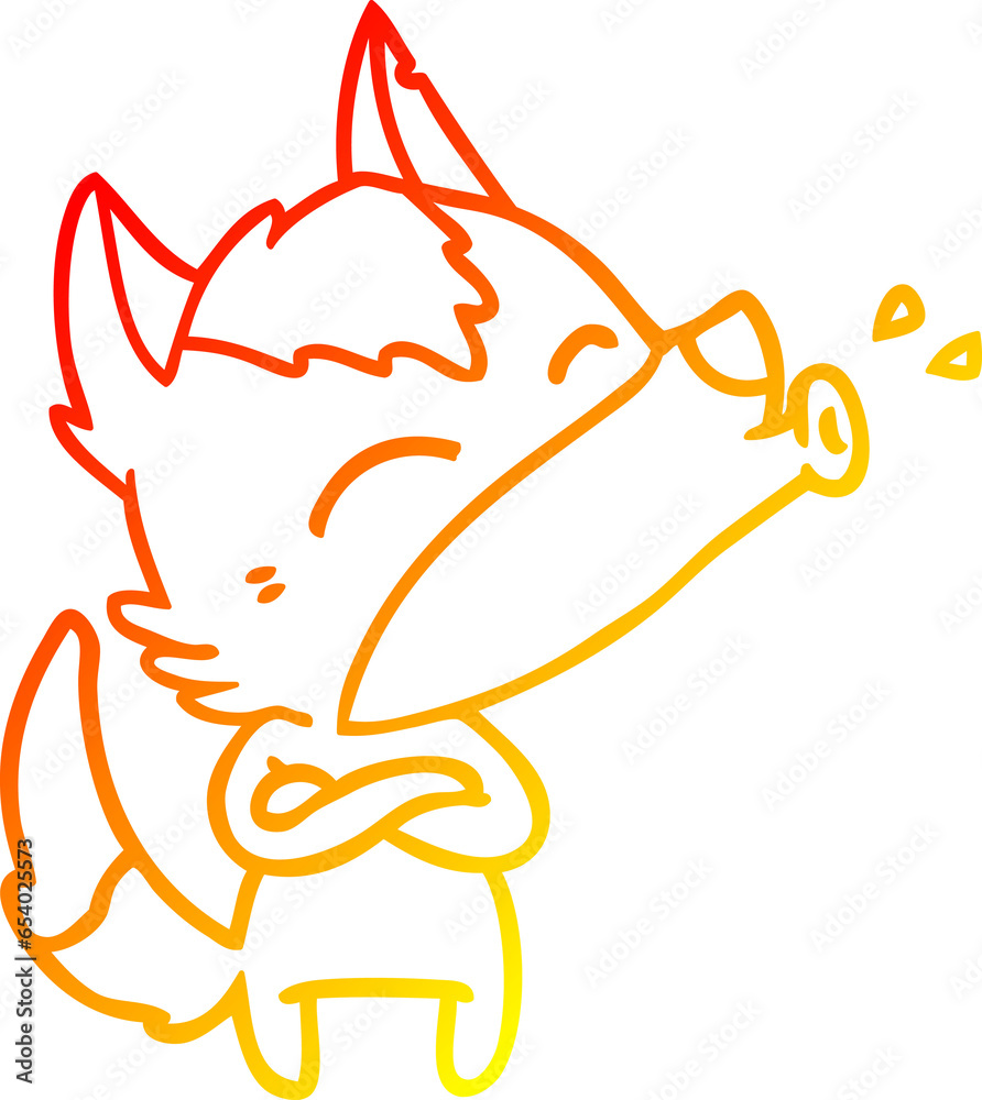 warm gradient line drawing of a howling wolf cartoon warm gradient line drawing of a howling wolf cartoon