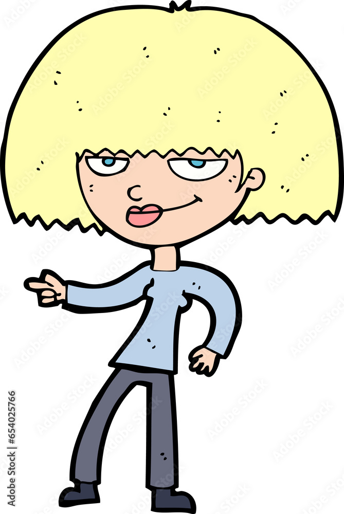 cartoon happy woman pointing cartoon happy woman pointing