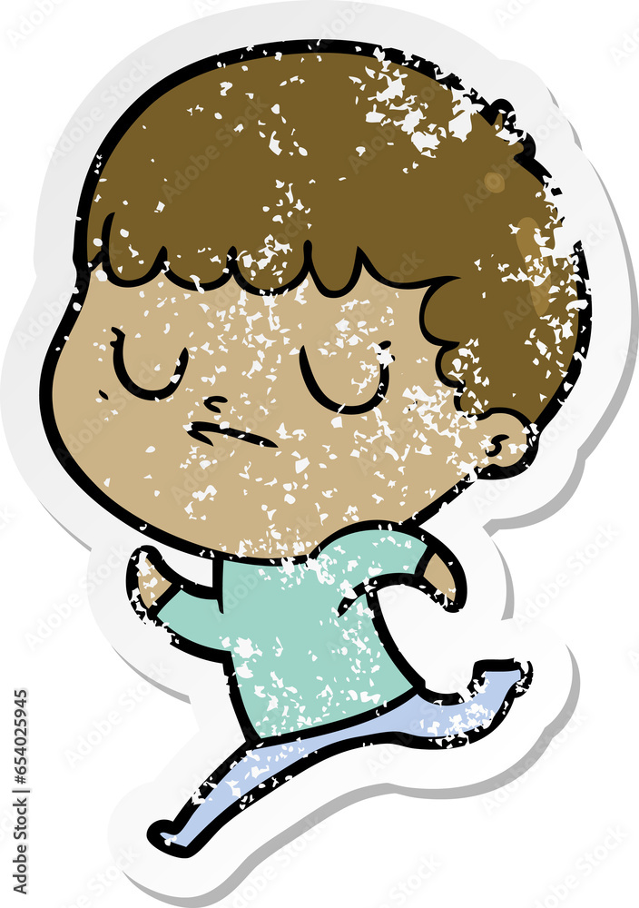 distressed sticker of a cartoon grumpy boy distressed sticker of a cartoon grumpy boy
