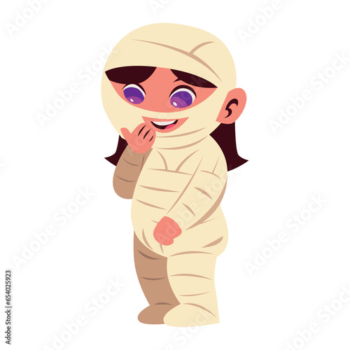 halloween kid disguised mummy girl