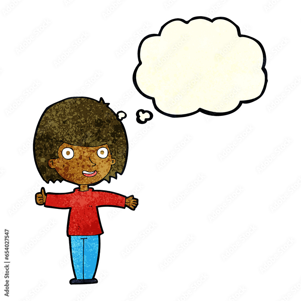 cartoon happy woman with thought bubble cartoon happy woman with thought bubble