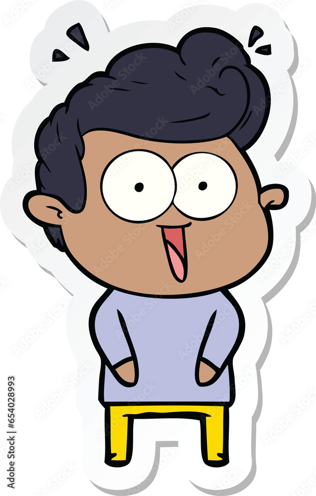 sticker of a cartoon excited man