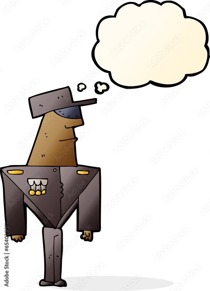 cartoon guard with thought bubble cartoon guard with thought bubble