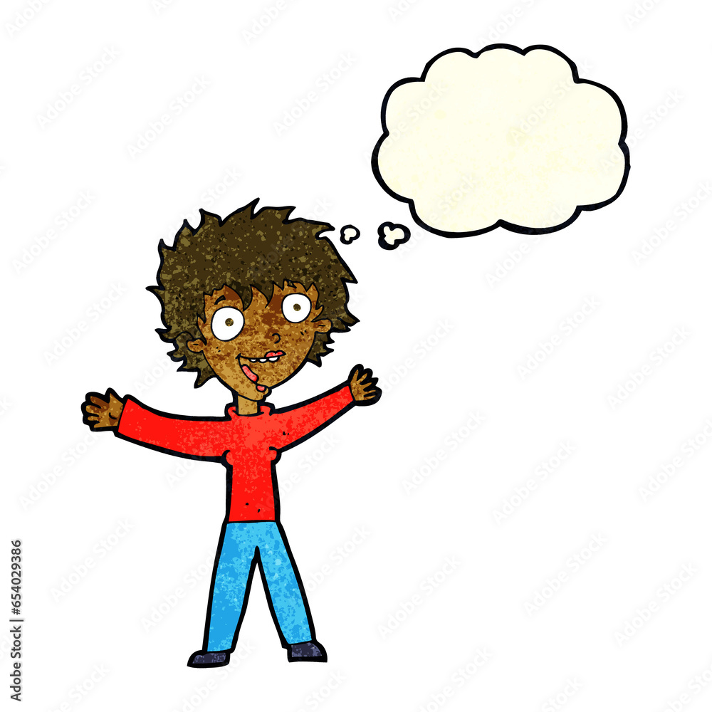 cartoon excited woman with thought bubble cartoon excited woman with thought bubble
