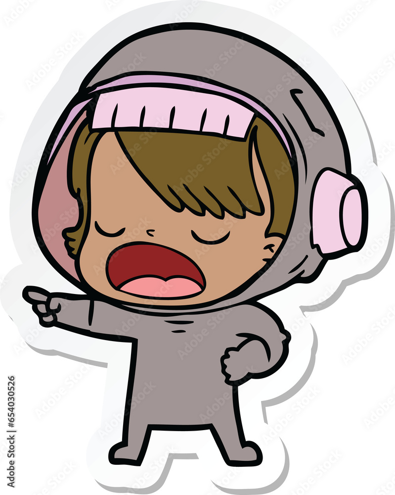 sticker of a cartoon talking astronaut sticker of a cartoon talking astronaut