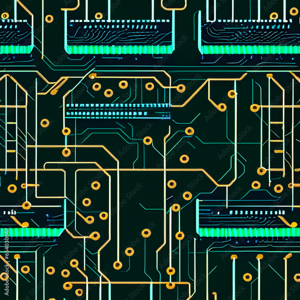 Electronic circuit board Seamless Texture Background Computer PC Motherboard Tech Styled