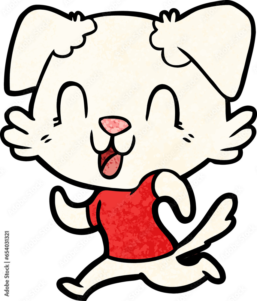 Fototapeta premium laughing cartoon dog jogging