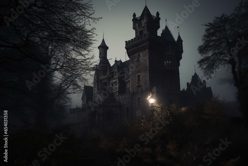 A spooky castle with a haunting atmosphere. Generative AI