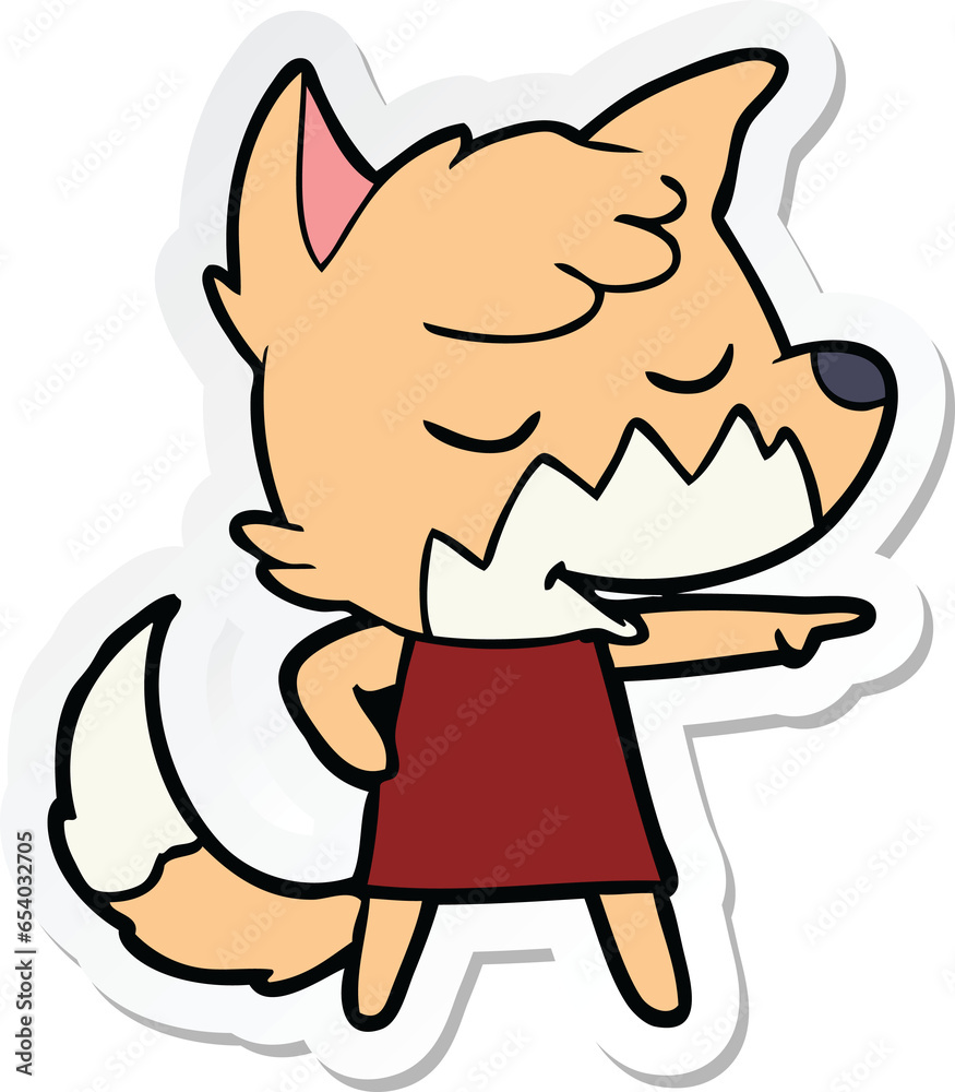 sticker of a friendly cartoon fox girl sticker of a friendly cartoon fox girl