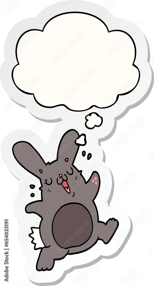 cartoon rabbit with thought bubble as a printed sticker cartoon rabbit with thought bubble as a printed sticker