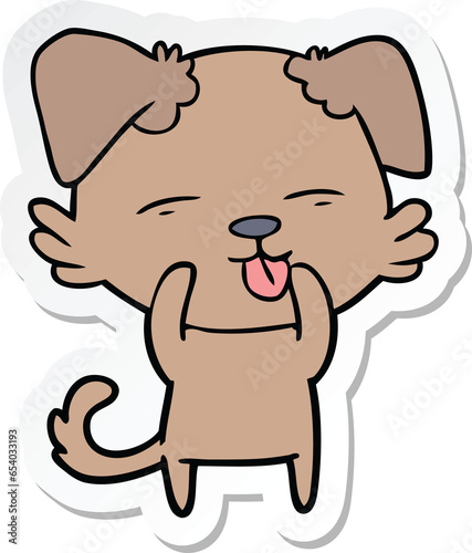 sticker of a cartoon dog sticking out tongue