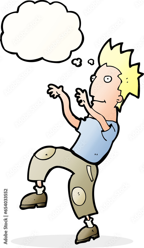 cartoon happy man doing funny dance with thought bubble cartoon happy man doing funny dance with thought bubble