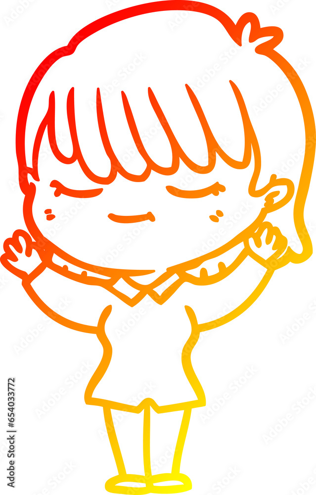warm gradient line drawing of a cartoon woman warm gradient line drawing of a cartoon woman
