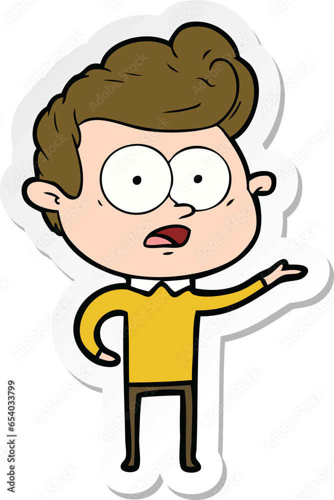 sticker of a cartoon staring man