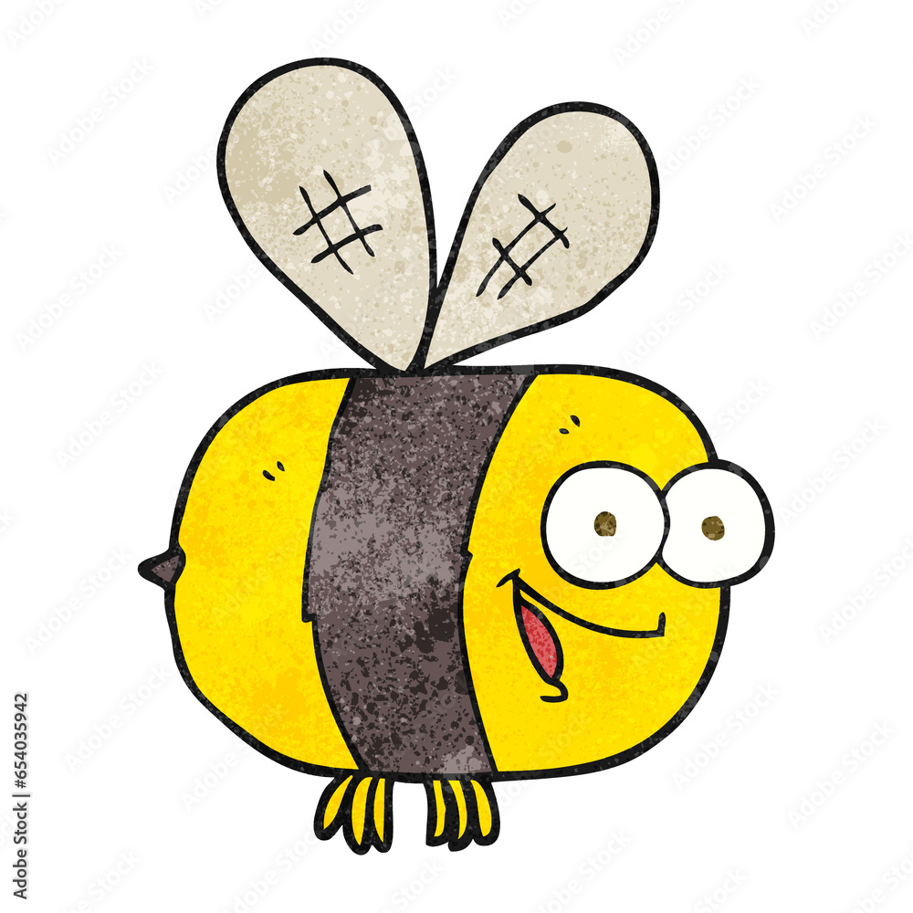 freehand textured cartoon bee