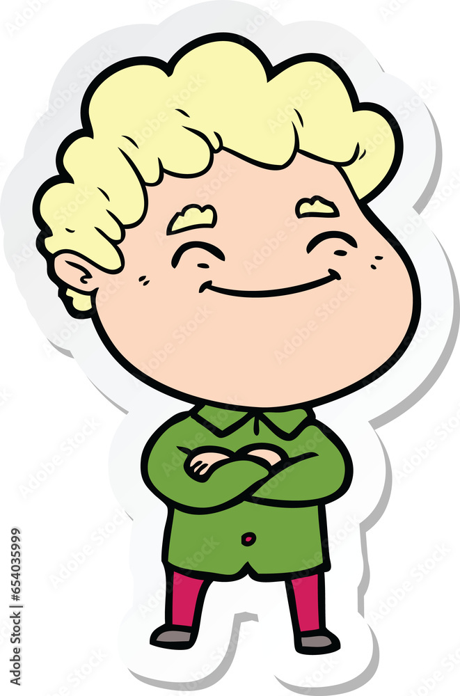 sticker of a cartoon friendly man sticker of a cartoon friendly man