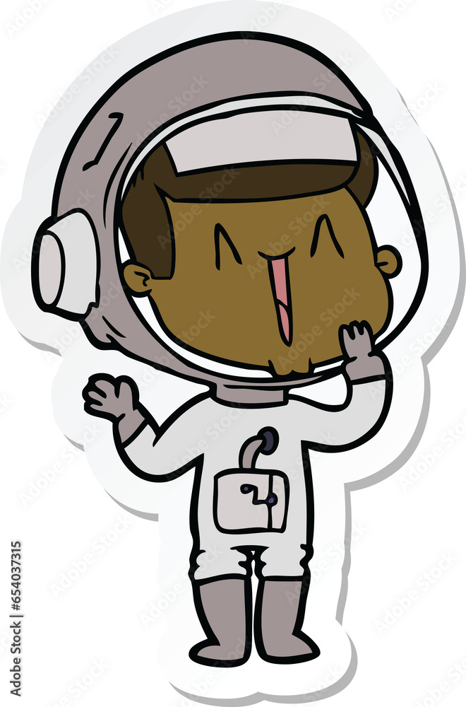 sticker of a laughing cartoon astronaut sticker of a laughing cartoon astronaut
