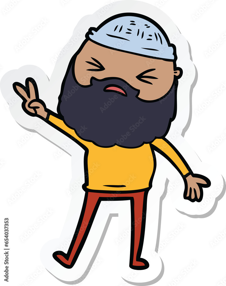 sticker of a cartoon man with beard