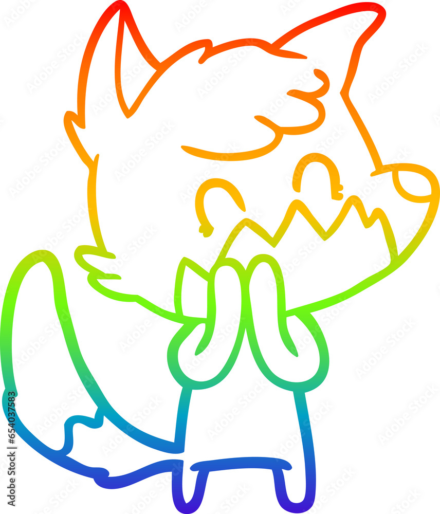rainbow gradient line drawing of a cartoon friendly fox rainbow gradient line drawing of a cartoon friendly fox