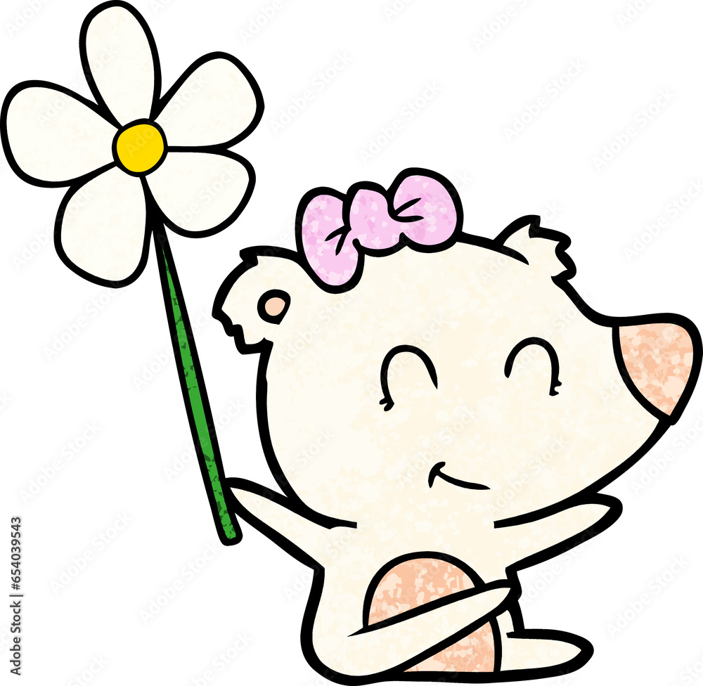 female polar bear cartoon with flower female polar bear cartoon with flower