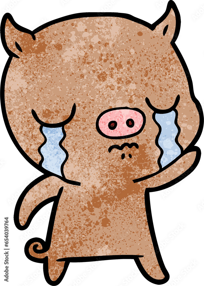 cartoon pig crying waving goodbye cartoon pig crying waving goodbye