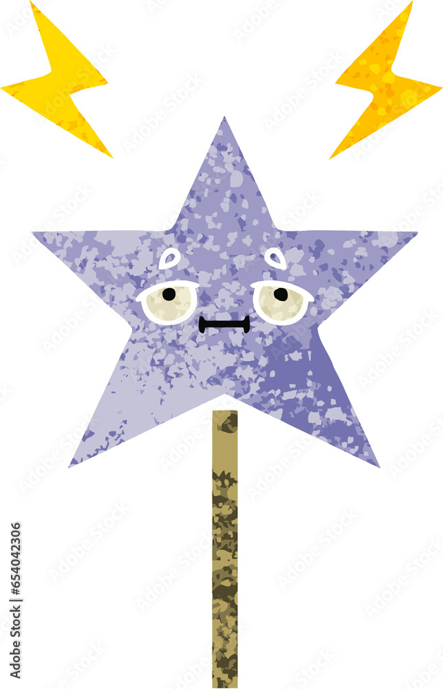 retro illustration style cartoon of a magic wand retro illustration style cartoon of a magic wand