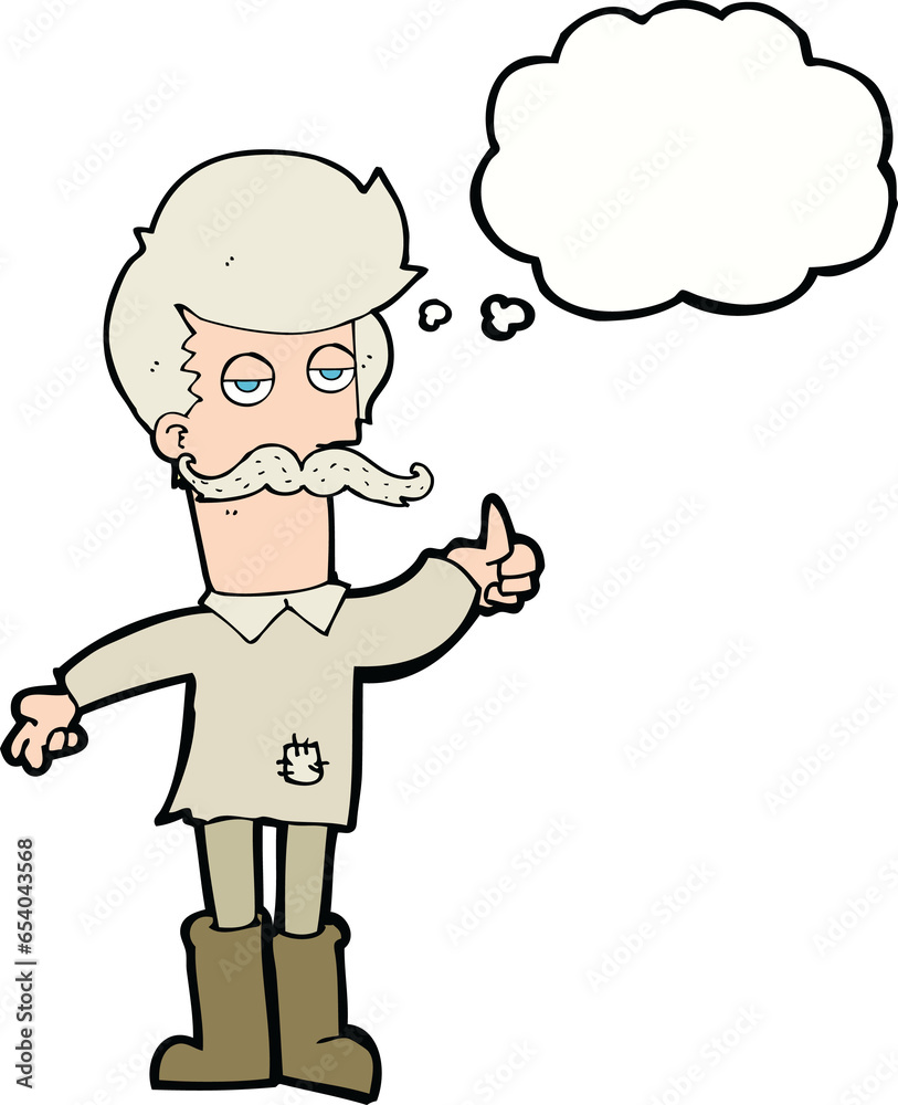 cartoon old man in poor clothes with thought bubble cartoon old man in poor clothes with thought bubble