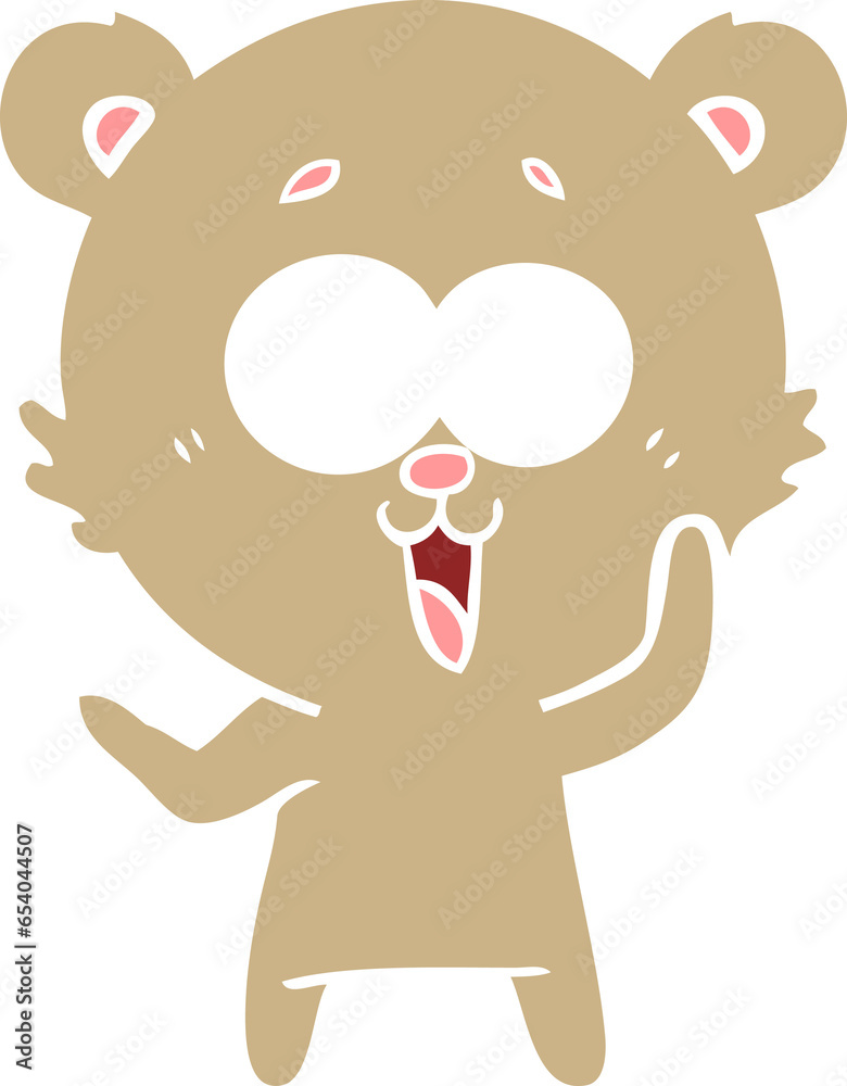 laughing teddy bear flat color style cartoon laughing teddy bear flat color style cartoon