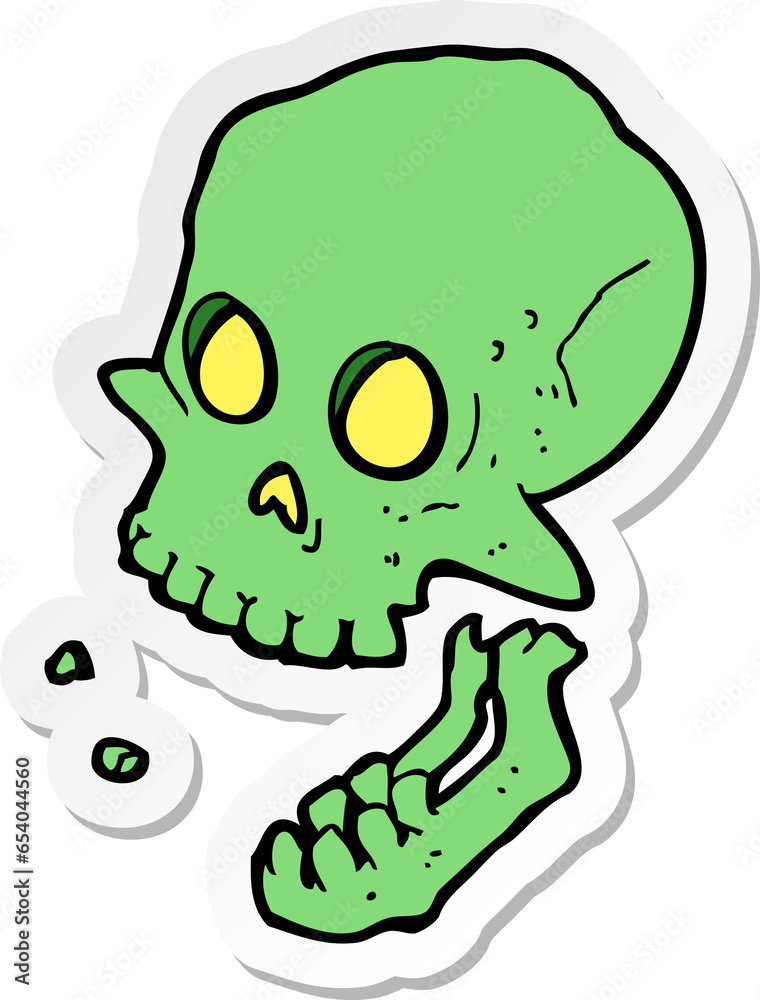 Obraz premium sticker of a cartoon laughing skull