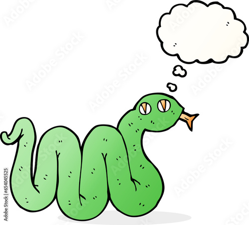 funny cartoon snake with thought bubble