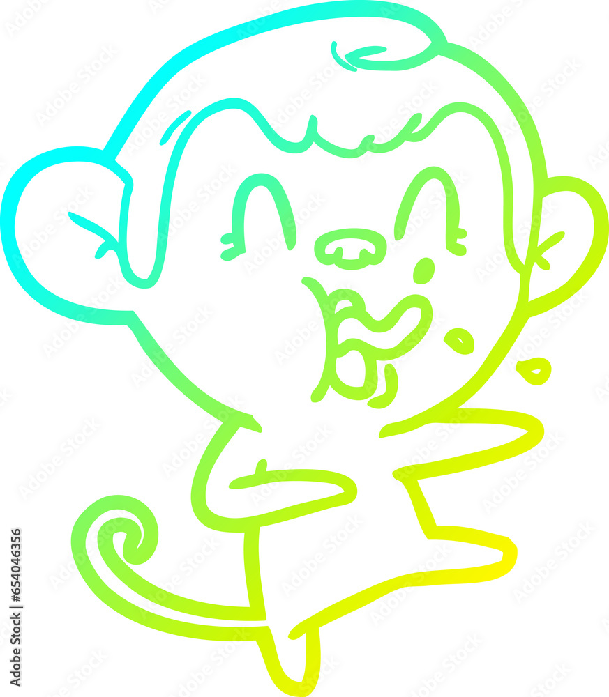 cold gradient line drawing of a crazy cartoon monkey dancing cold gradient line drawing of a crazy cartoon monkey dancing