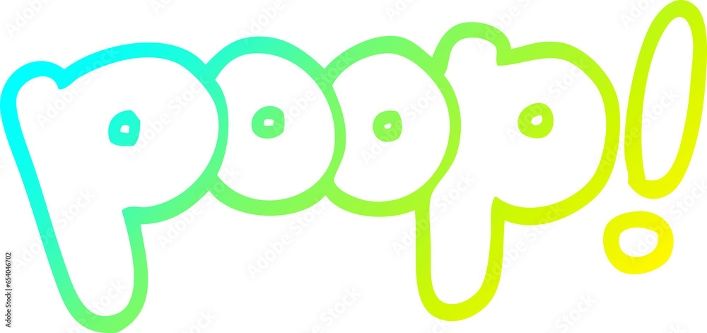cold gradient line drawing of a cartoon font poop