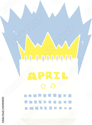 flat color illustration of calendar showing month of April