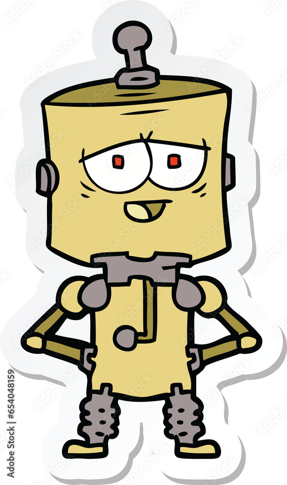 sticker of a cartoon robot sticker of a cartoon robot