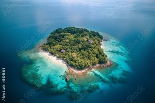 Stunning aerial view of a picturesque island. Generative AI © Fabian