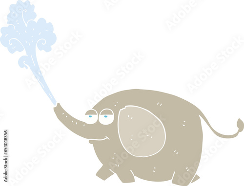 flat color illustration of elephant squirting water